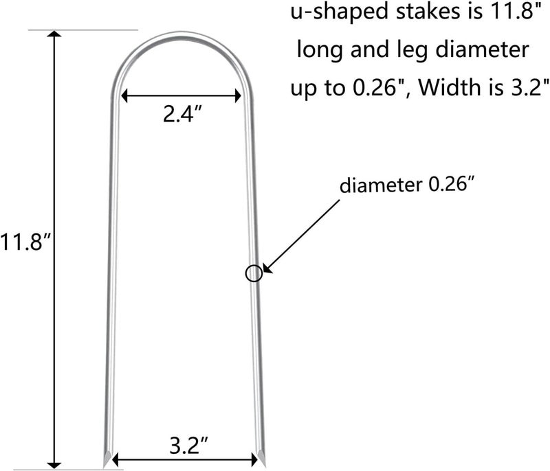 Zaijmlwwn Heavy Duty Trampoline Stakes Anchors High Wind Stakes U- Shaped Sharp Ends Ground Anchor Galvanized Steel 11.8inch Safety Stakes for Soccer, Tents and Garden Decorations - Image 3